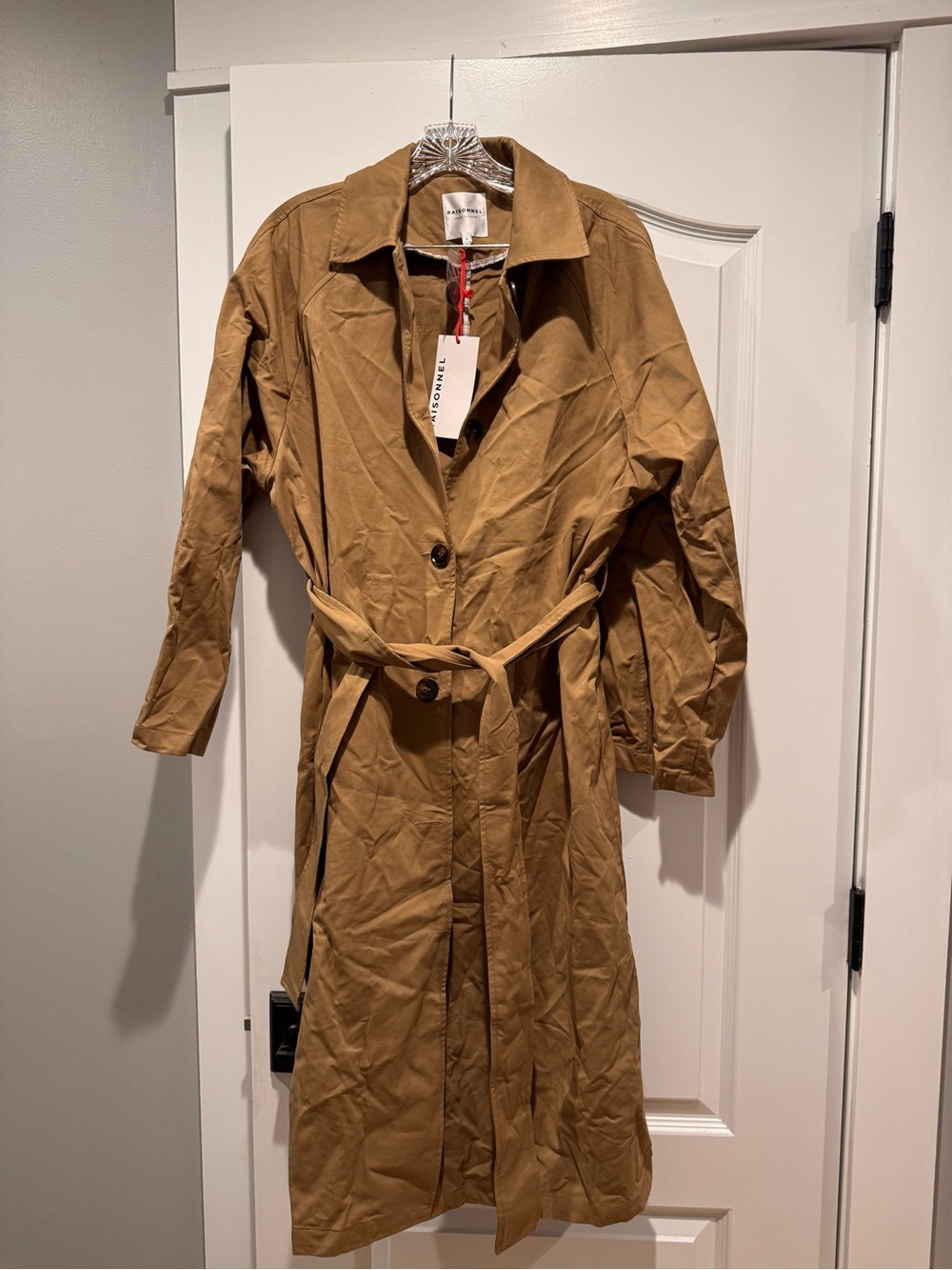 Lightweight Tan Trench Coat with Self-Tie Belt NWT